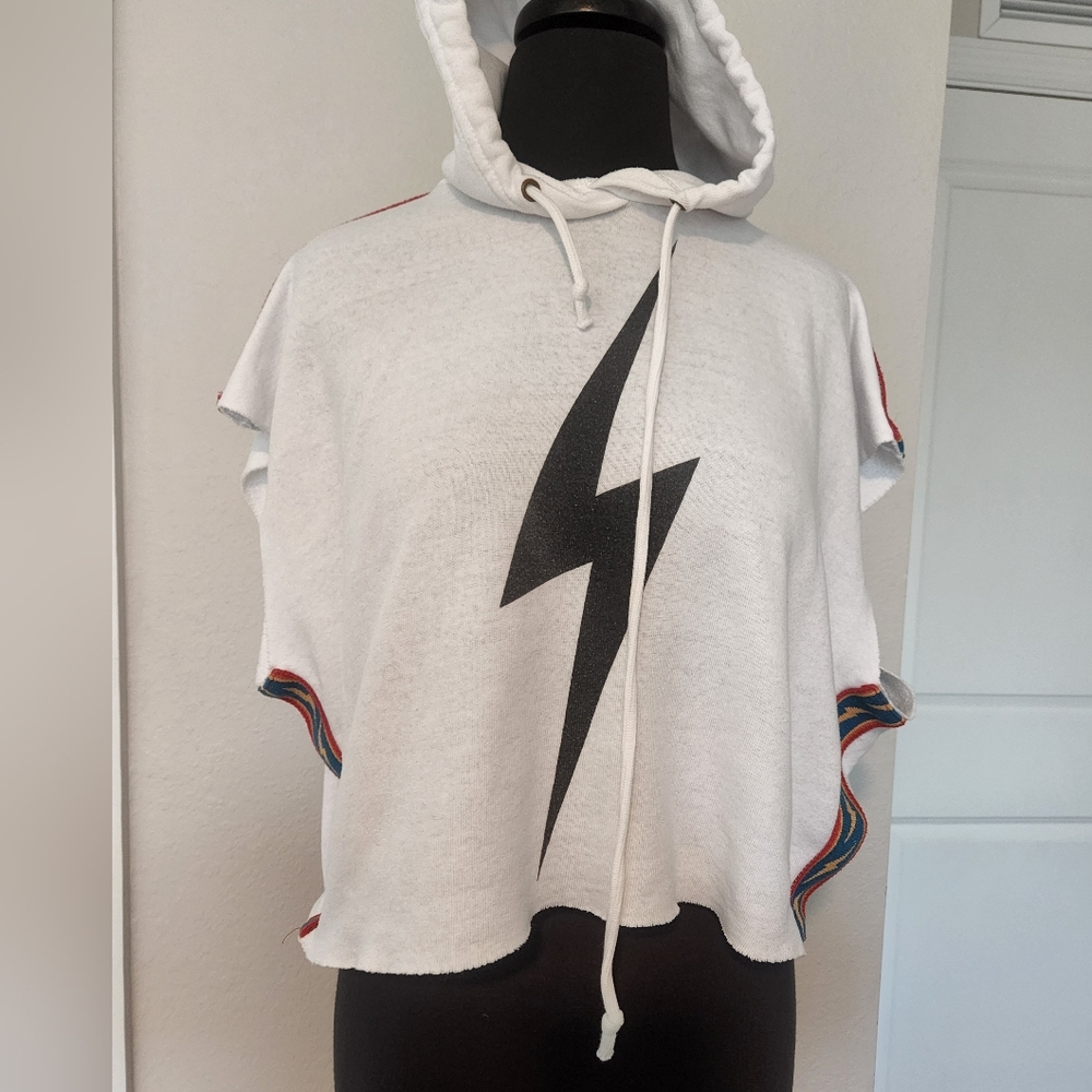 Aviator Nation White Hoodie with Black Lightning Bolt